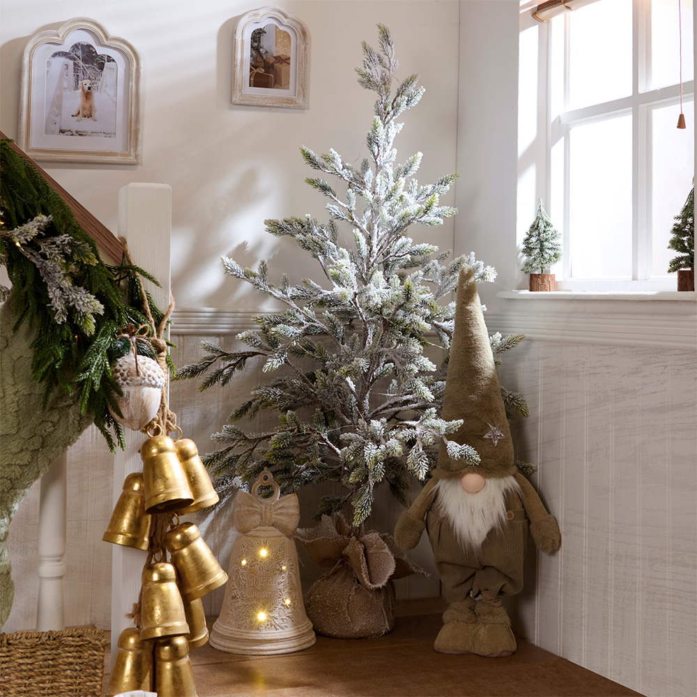 Frosted Tree with Rattan BaseWhite and Grey Image 2