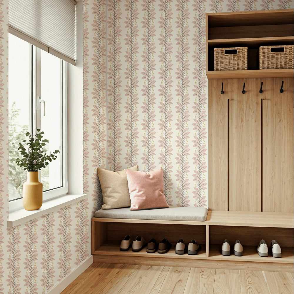 Belmont House Pink Daisy Stripe Wallpaper Image 2