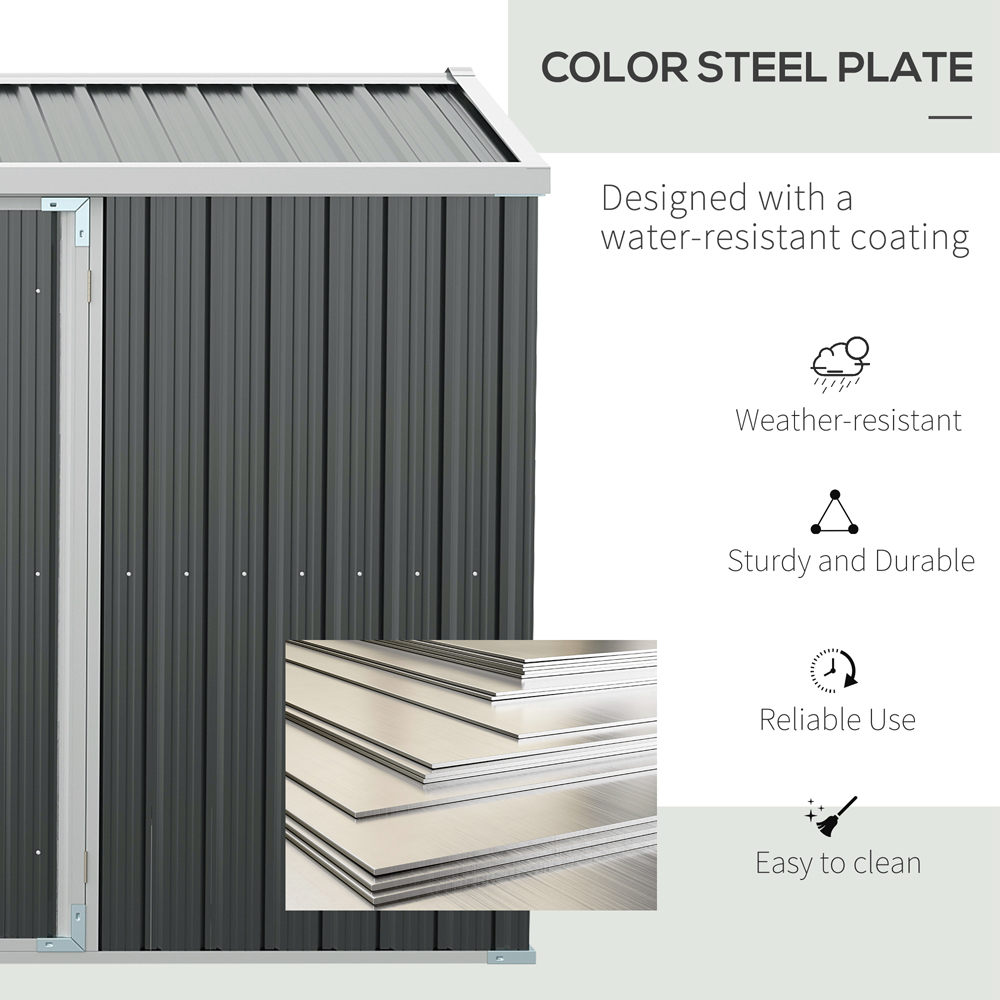 Outsunny 14x8ft Garden Storage Shed Grey Image 7