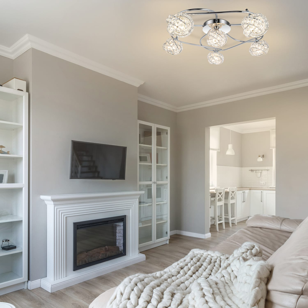 Cosylyte Mirri 6 Light Glass Beaded Shade Chrome Ceiling Light Image 6