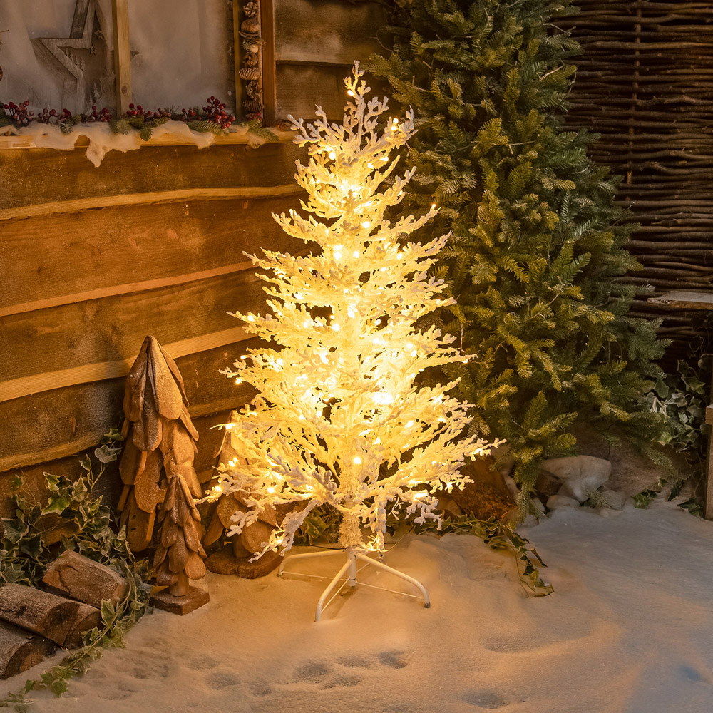 The Christmas Centre 150 Warm White LED Pre-Lit Snow Effect Light-Up Xmas Tree 4ft Image 5