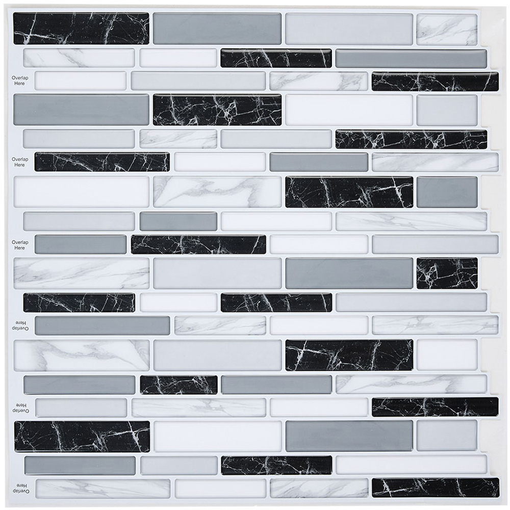 Living and Home Brick Effect Black and Grey Self Adhesive Wall Tile Sticker 10 Pack Image 7