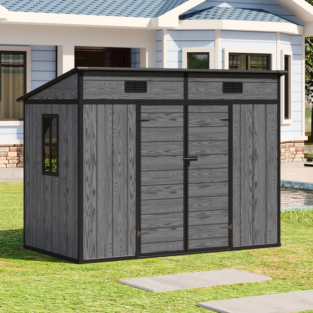 Living and Home 8 x 4ft Plastic Sloped Garden Storage Shed with Window Image 2