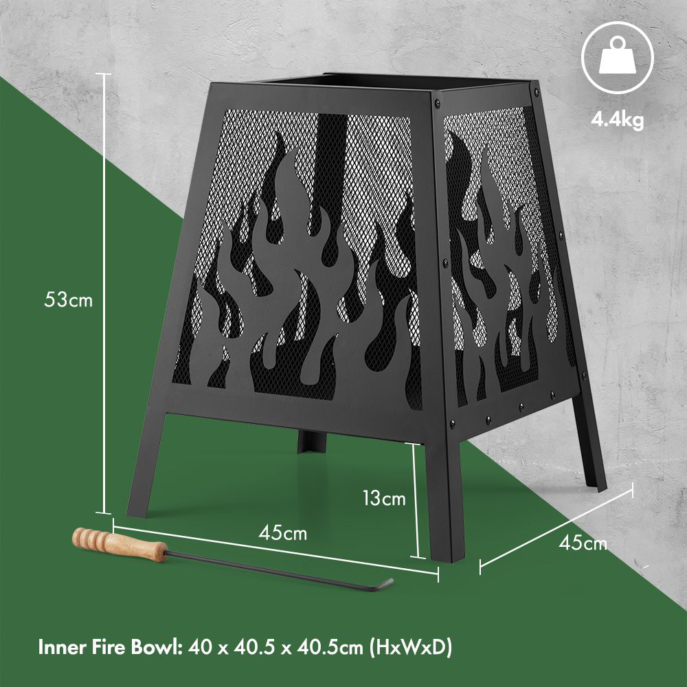 VonHaus Black Flame Design Square Fire Pit Image 7