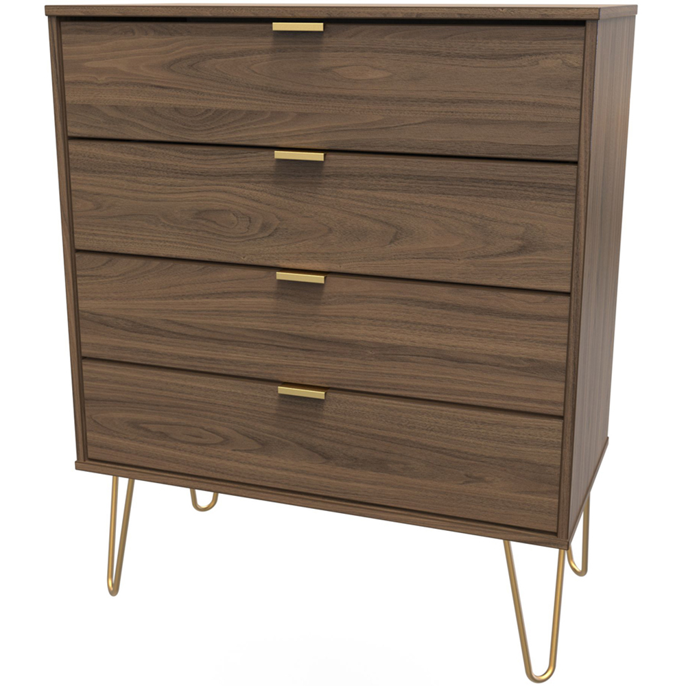 Crowndale Hong Kong 4 Drawer Carini Walnut Chest of Drawers Ready Assembled Image 2