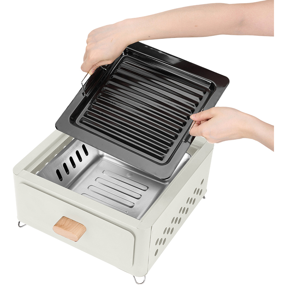 Living and Home White Windproof Metal BBQ Grill and Tea Stove Image 2