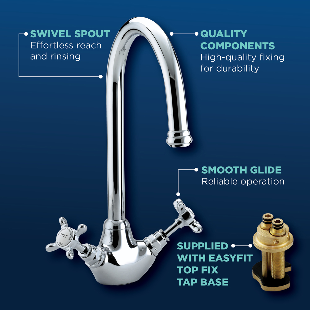 Bristan 1901 Chrome Easyfit Kitchen Mono Sink Mixer Tap Image 6