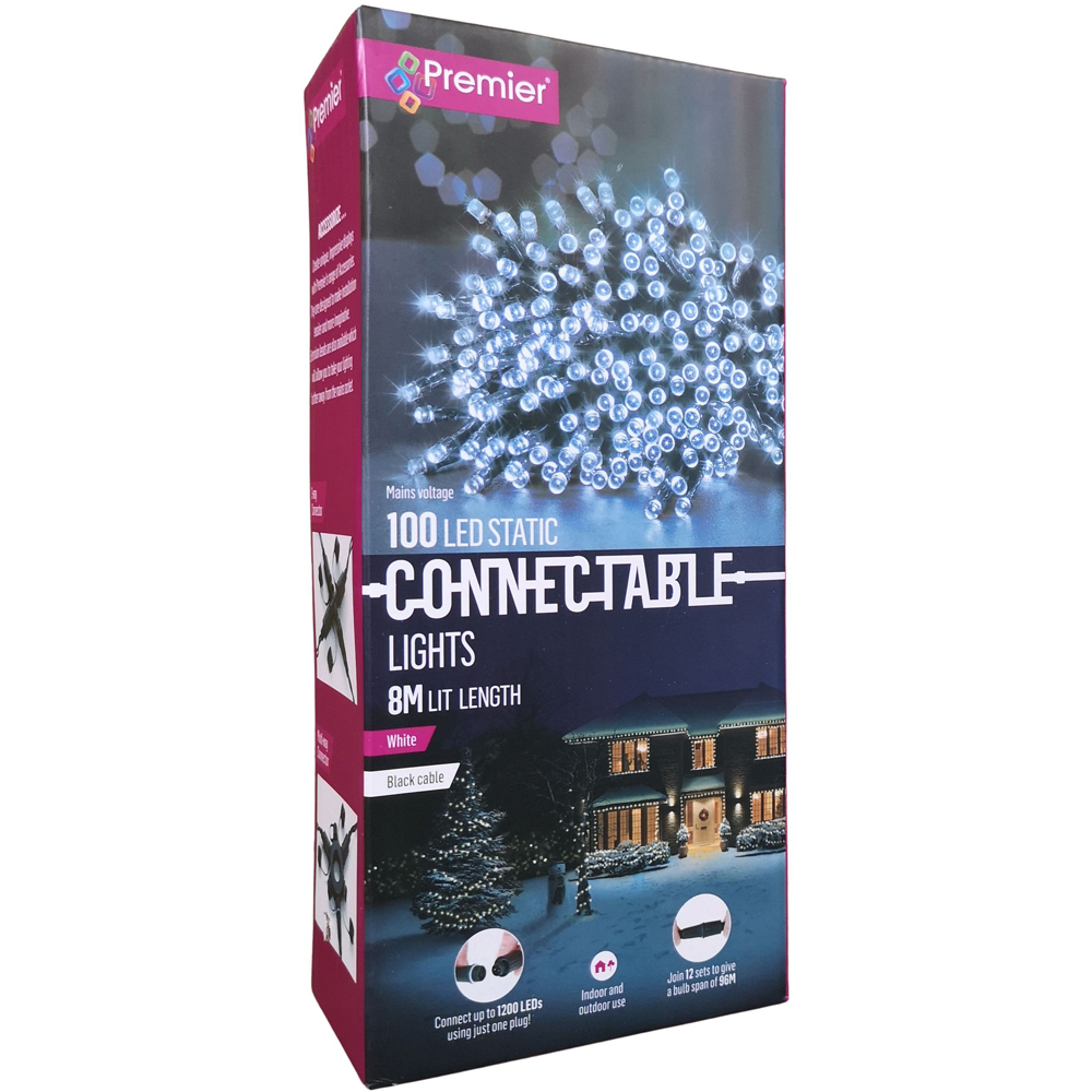Premier 100 Cool White LED Static Black Cable String Light 8m Image 2