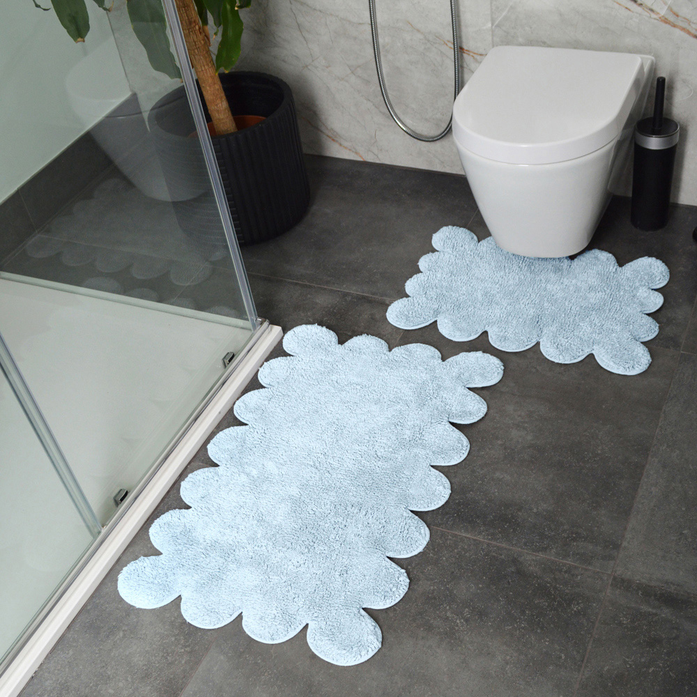Allure Bath Fashions 2 Piece Scallop Baby Blue Bath Mat Set Image 2