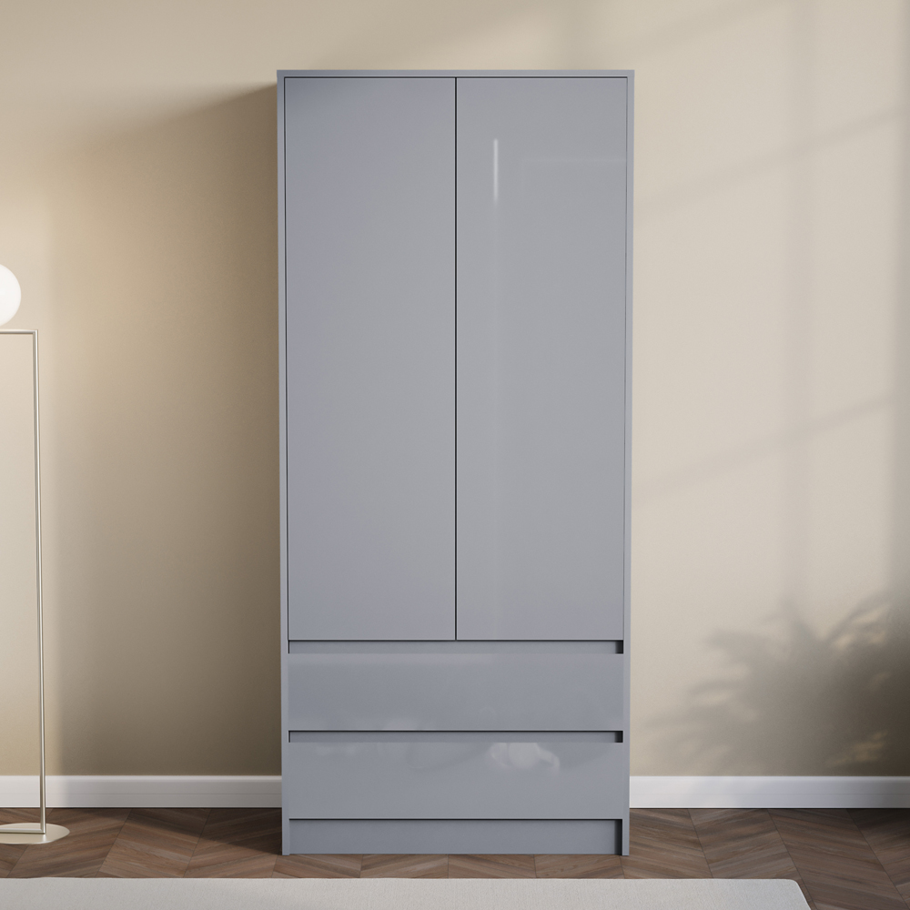 Vida Designs Glinton 2 Door 2 Drawer Grey Wardrobe Image 3