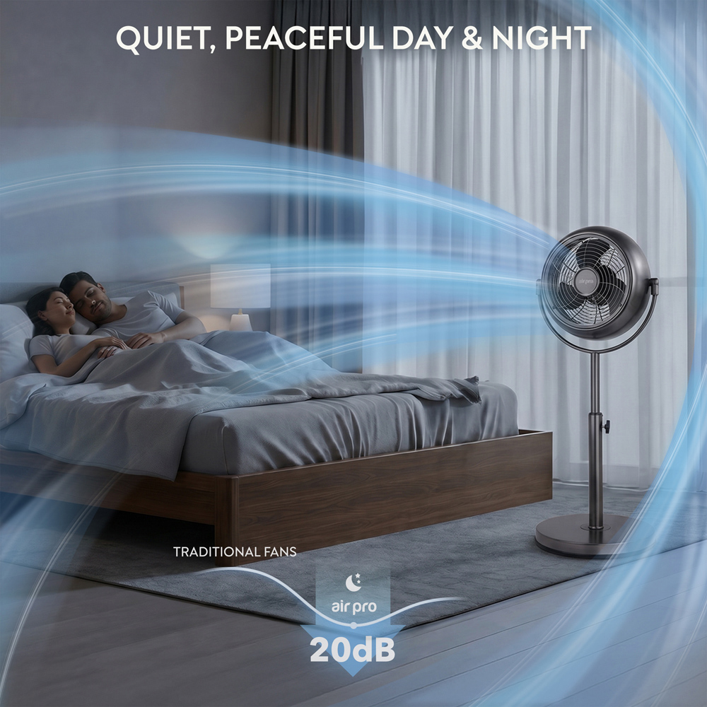Air Pro Grey Brushed Height Adjustable Oscillating Pedestal Standing Fan with Remote 8 inch Image 5