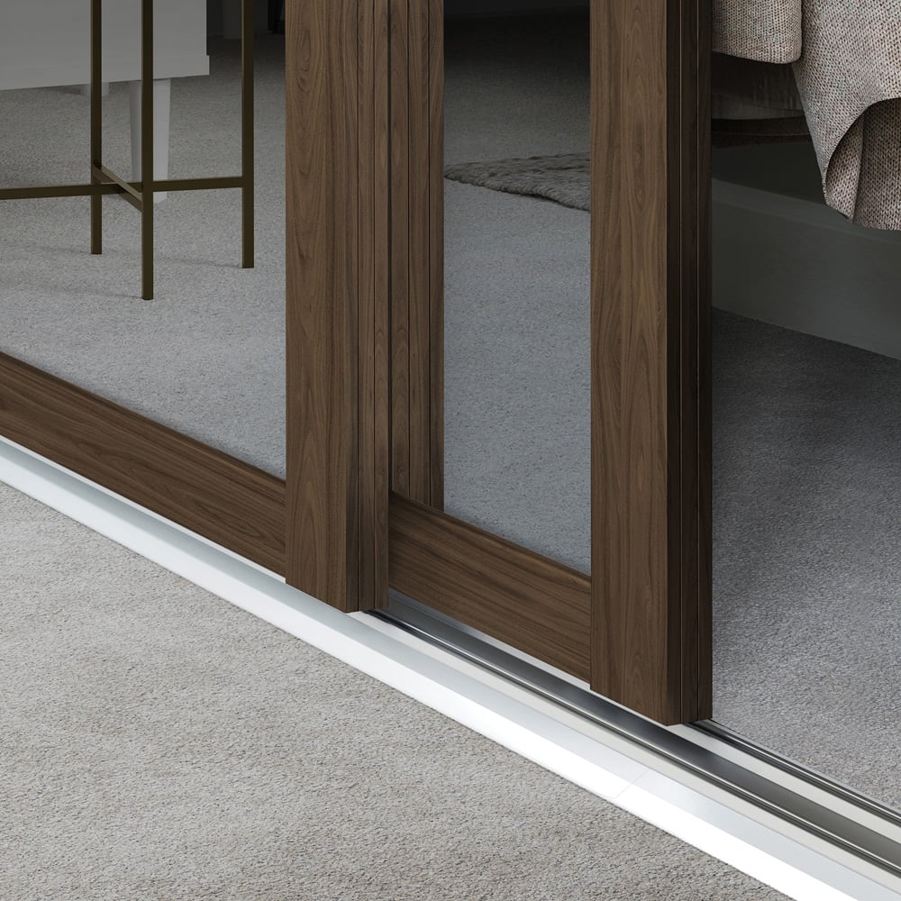 Spacepro Shaker 2 Door Walnut Frame Mirror Sliding Wardrobe Kit 1449mm Image 4