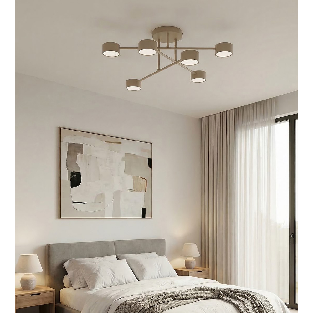 Emibig Halo 6 Light Sphere Shade Beige Cross Arm Design GX53 Ceiling Pendant Light Image 7