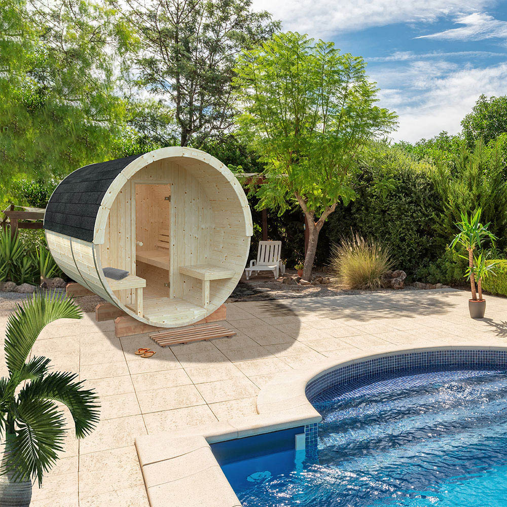 Palmako Anita 7.2 x 8.2ft Outdoor Barrel Wooden Sauna Image 6