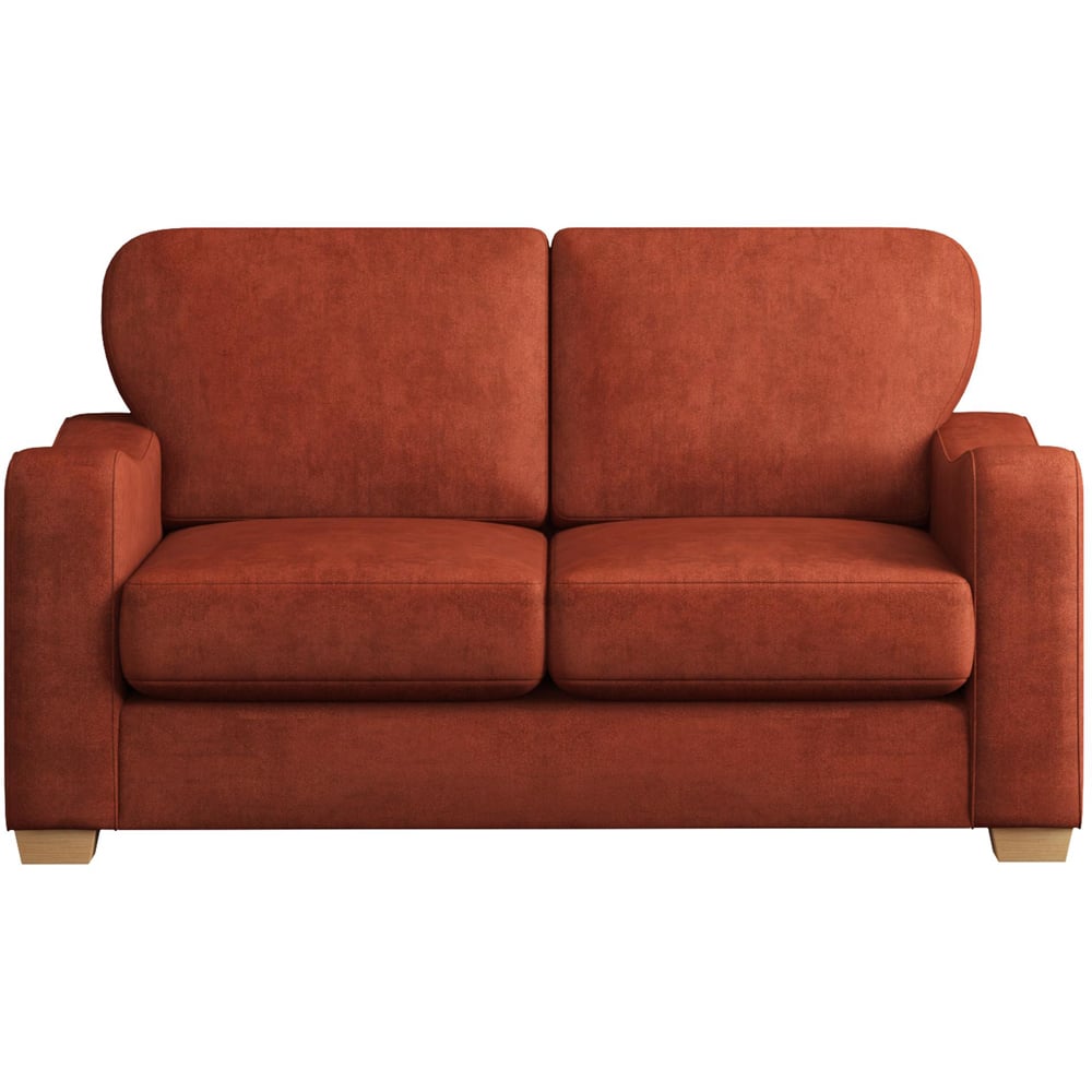Theadford 2 Seater Marmalade Plush Velvet Fixed Back Sofa Image 2