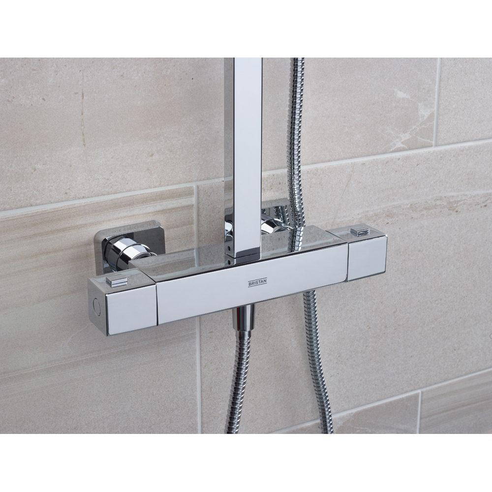 Bristan Craze Cool Touch Chrome Thermostatic Waterfall Bar Mixer Shower with Handset Image 7