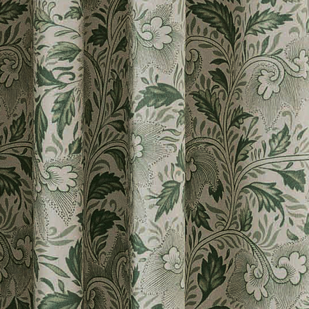 V&A Ornamental Bloom Green Lined Curtains 168 x 137cm Image 3