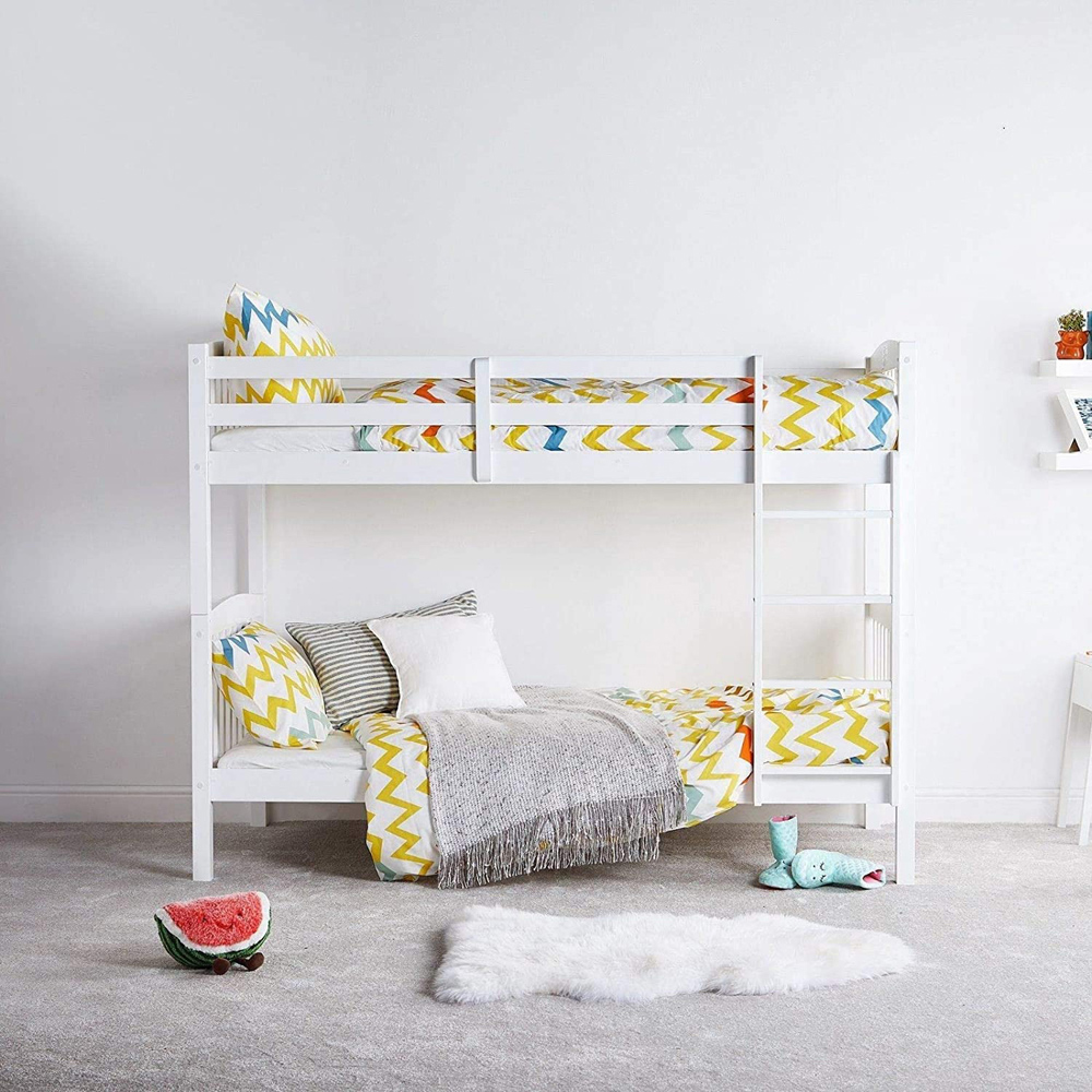 Portland White Wooden Bunk Bed with 2 Mattress Image 6
