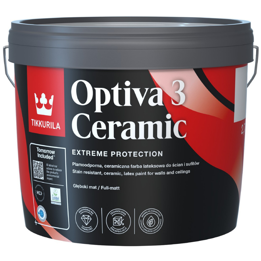 Tikkurila Optiva 3 Ceramic Ducato L392 Walls and Ceilings Stain-Resistant Full Matt Emulsion 3L Image 2