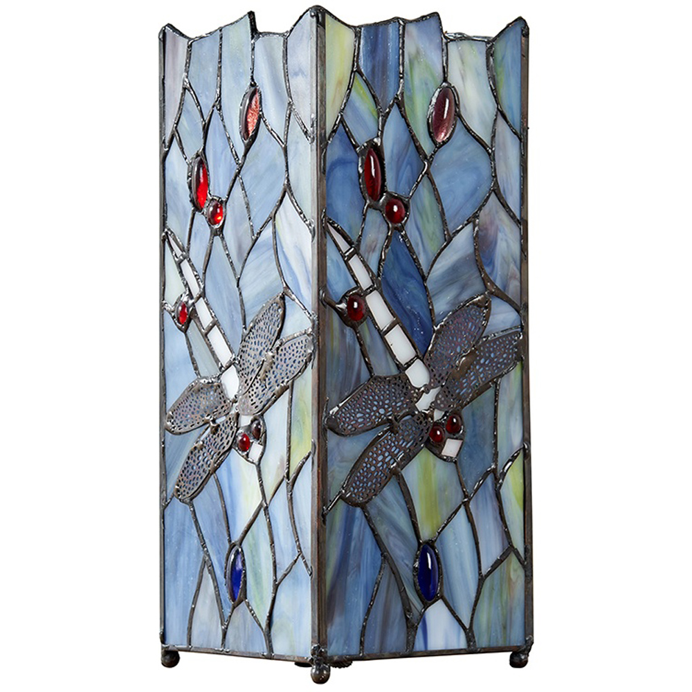 ValueLights Tiffany Dragonfly Square Table Lamp Image 1