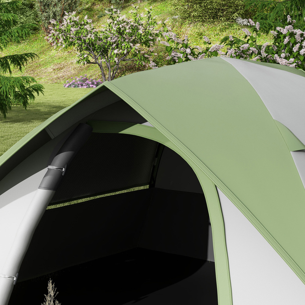 Outsunny 2 Person Waterproof Camping Tent with Sewn-in Groundsheet Green Image 3