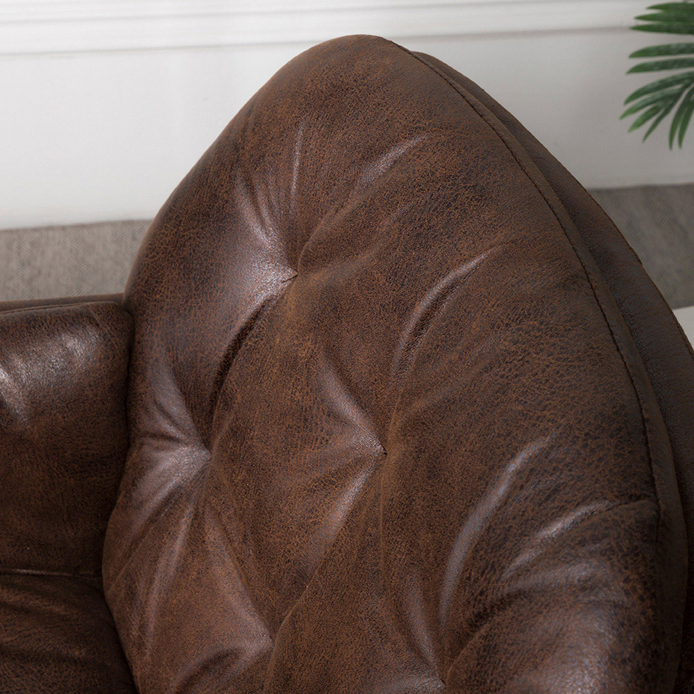 Living and Home Brown Tufted Leisure Armchair with Metal Legs Image 4