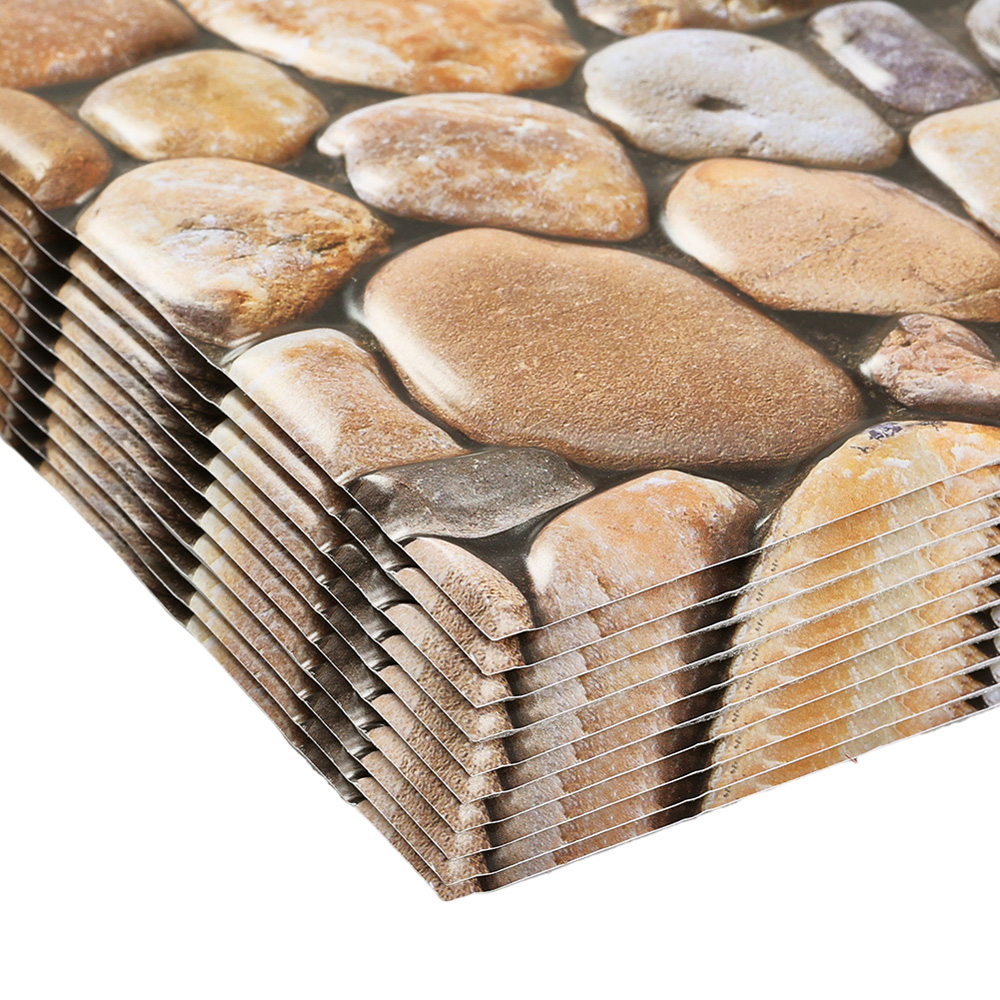 Living and Home Brown Stone Self Adhesive Wall Panel 300 x 300mm 10 Pack Image 4