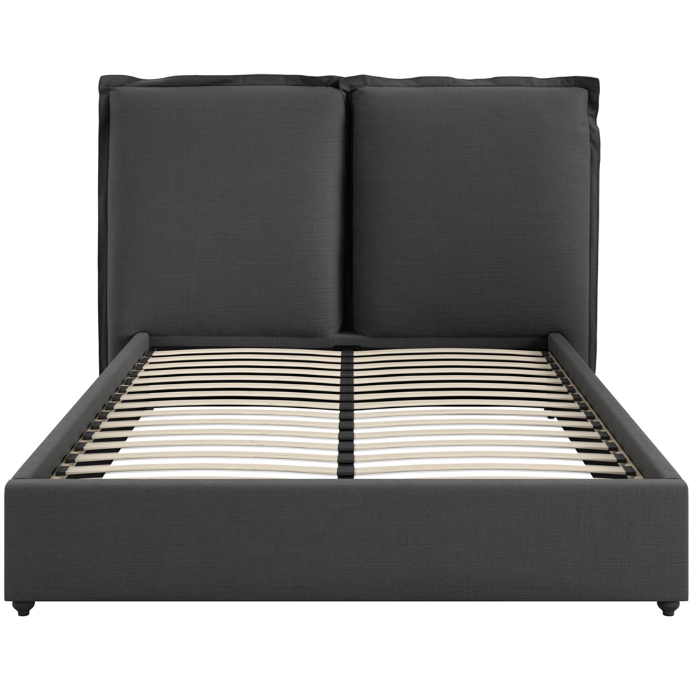 LPD Home Sunday Deep Grey King Size Linen Blend Fabric Bed with Pillow-Style Headboard Image 3