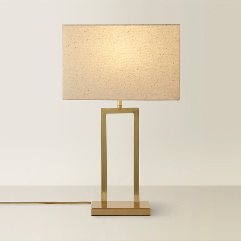 ValueLights Gloria Gold Double Stem Metal LED Table Lamp with Rectangular Lamp Shade Image 5