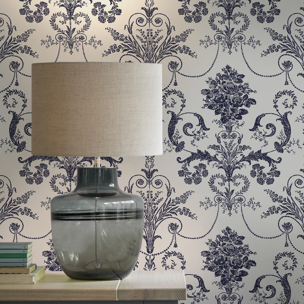 Laura Ashley Josette Off White and Midnight Wallpaper Image 3