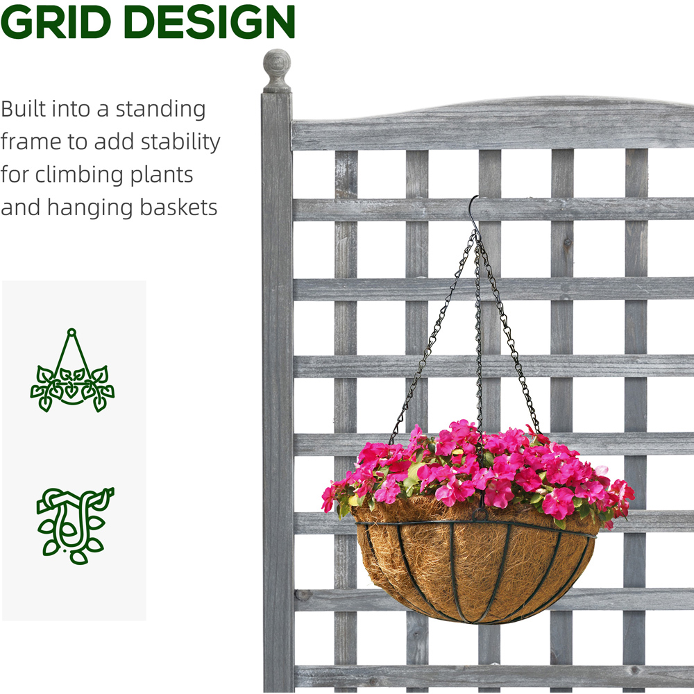 Outsunny Grey Wooden Raised Garden Bed Planter with Trellis 4 x 1 x 2ft Image 6