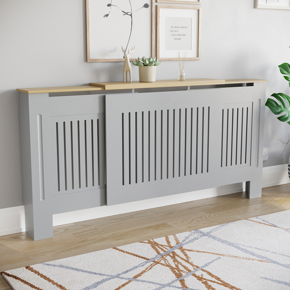 Vida Designs Arlington Olive Grey Vertical Line Radiator Cover Image 4