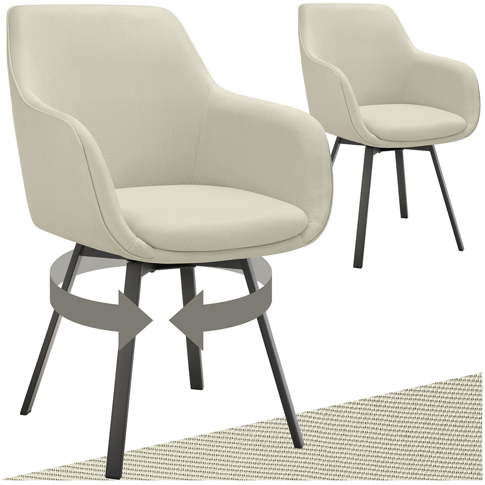 tectake Alicon Set of 2 Greige Dining Chair Image 2