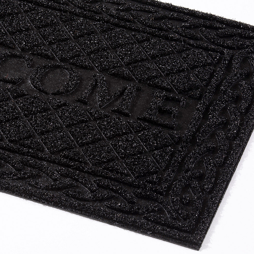 Eselle Romiley Black Welcome Rubber Crumb Scrapper Doormat 40 x 60cm Image 3