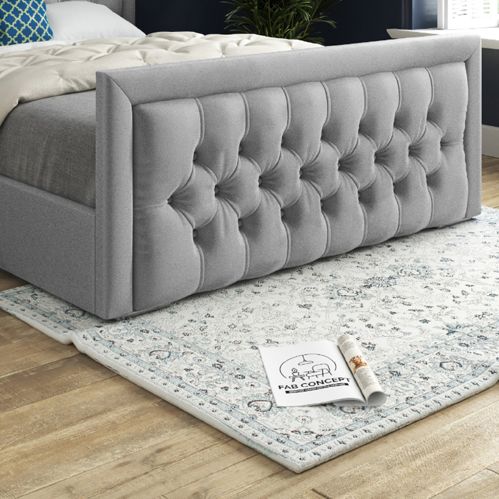 Rovigo Super King Size Grey Soft Velvet Upholstered Bed Frame with Deep Buttoned Headboard Image 4