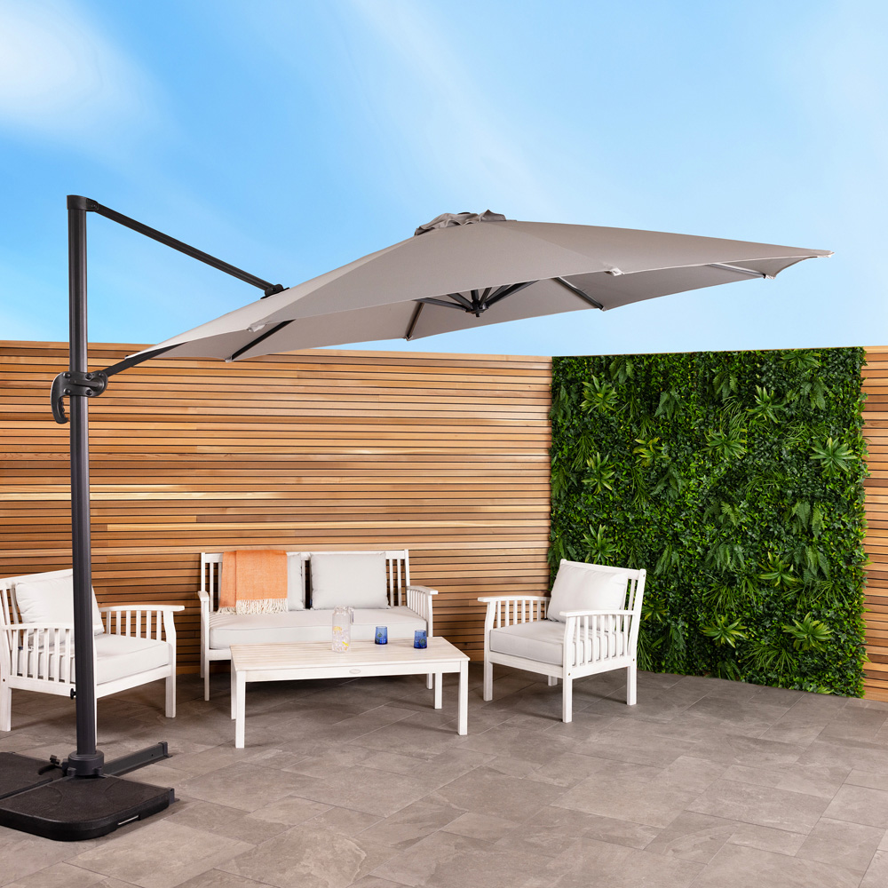 Charles Bentley Grey Extra Large Round Cantilever Parasol 3.5m Image 2