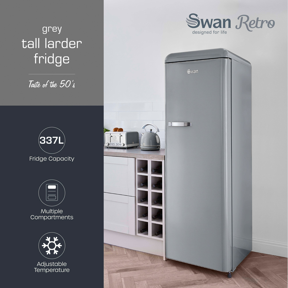 Swan Retro SR11050GRNE Grey Tall 337L Fridge Image 2