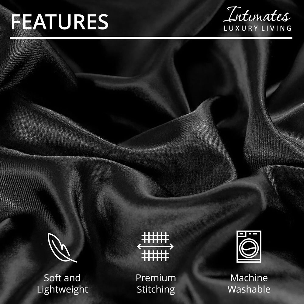Intimates Super King Size Black Satin Bedding Set Image 6