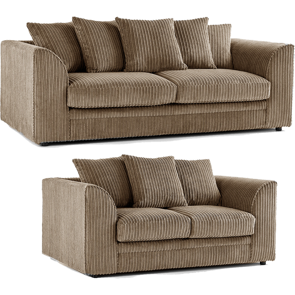 Portland Luxor 5 Seater Coffee Jumbo Cord Sofa Set with Scatter Back Image 2