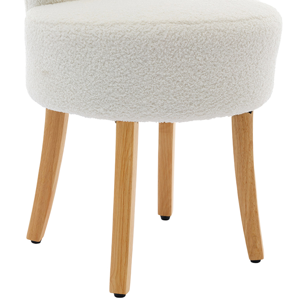 Living and Home White Teddy Fleece Curved Backrest Vanity Stool Image 6