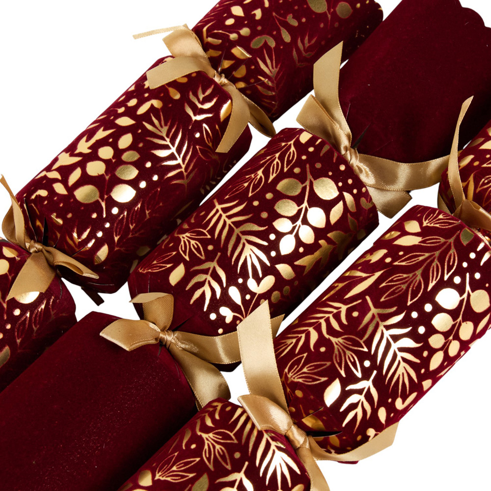 Jonas & James Pack of 6 Deluxe Crackers Burgundy and Gold - Burgundy Image 5