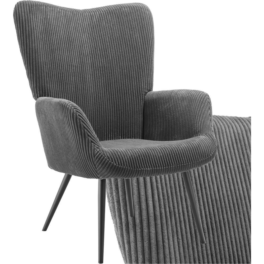 tectake Hygge Wide Corduroy Anthracite and Black Armchair Image 2