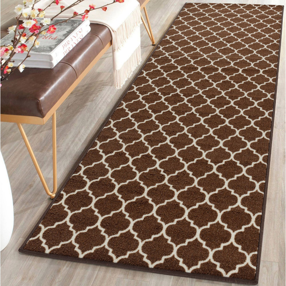 Smart Living Trellis Brown and Cream Gel Back Non-Slip Mat 67 x 120cm Image 2