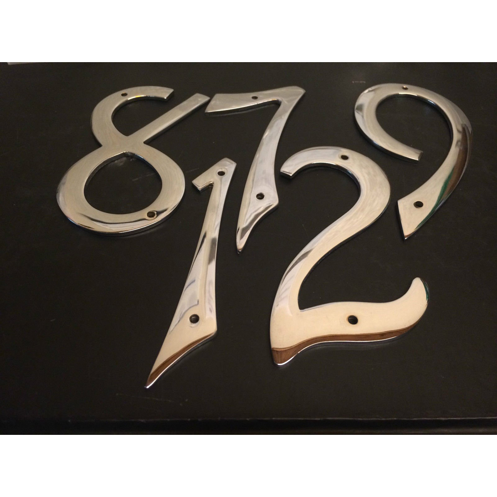 Golden Grace Italic Polished Chrome Door Numerals No 9 100mm Image 2