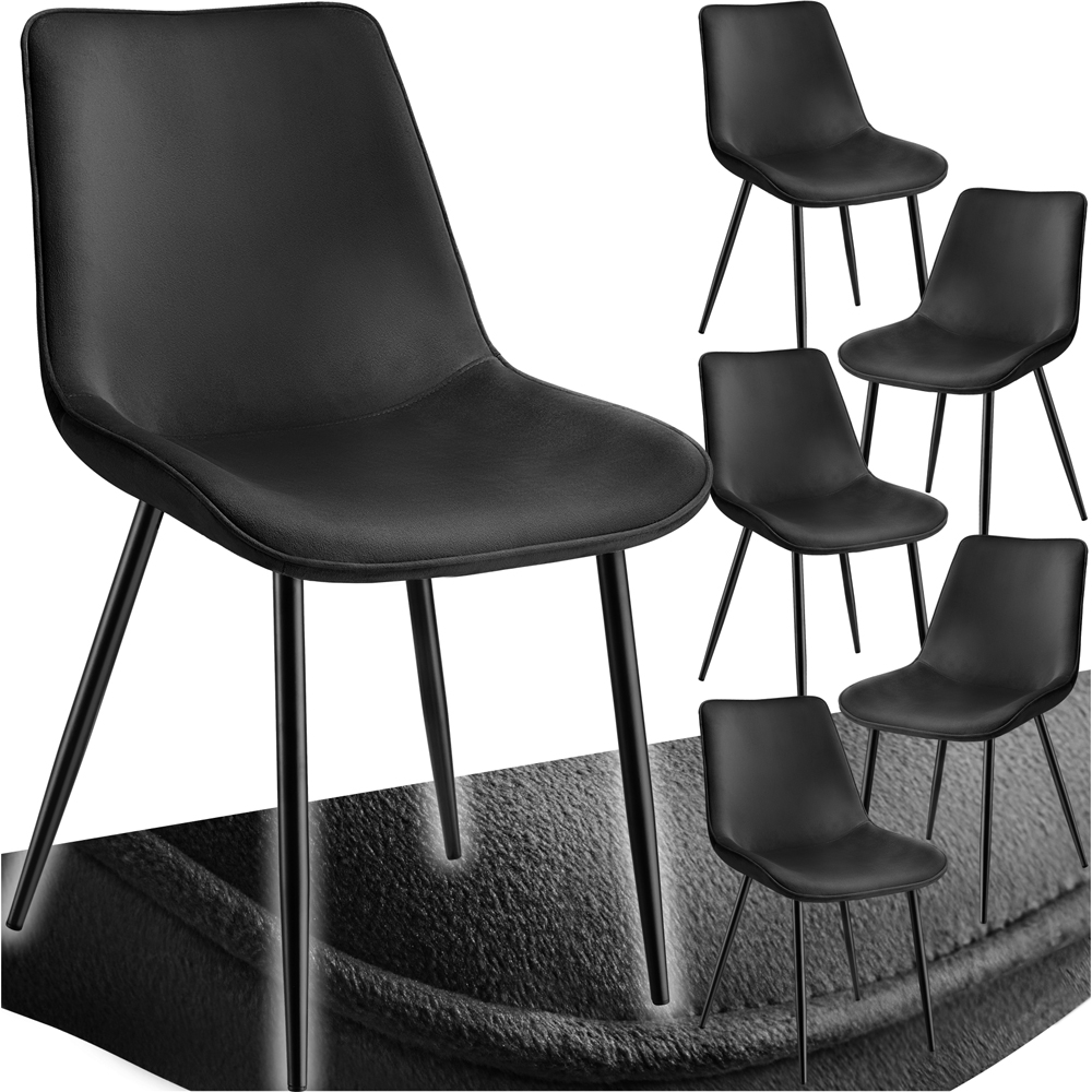 tectake Monroe Set of 6 Black Velvet Dining Chair Image 2