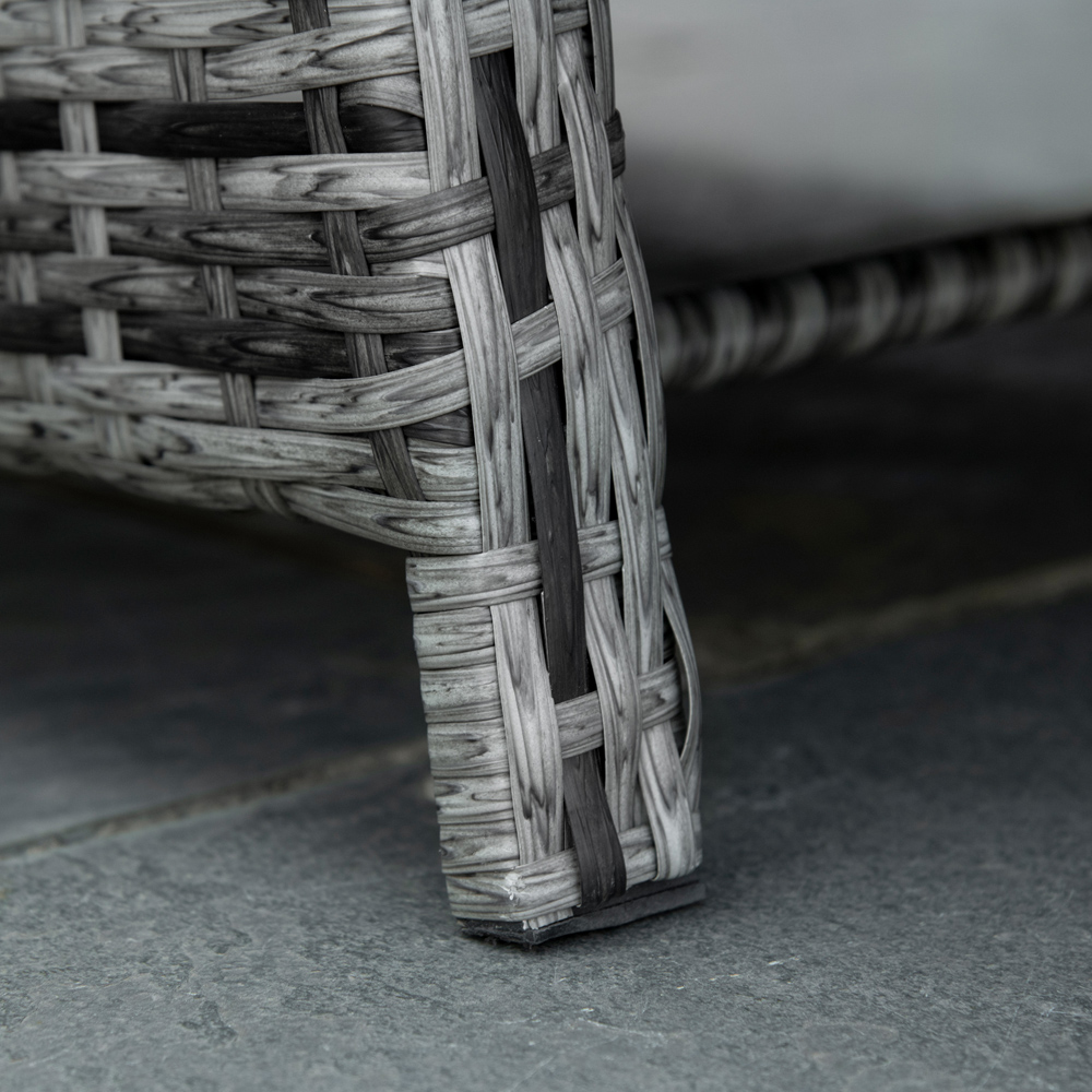 Outsunny 2 Seater Grey Rattan Recliner Bistro Set Image 3