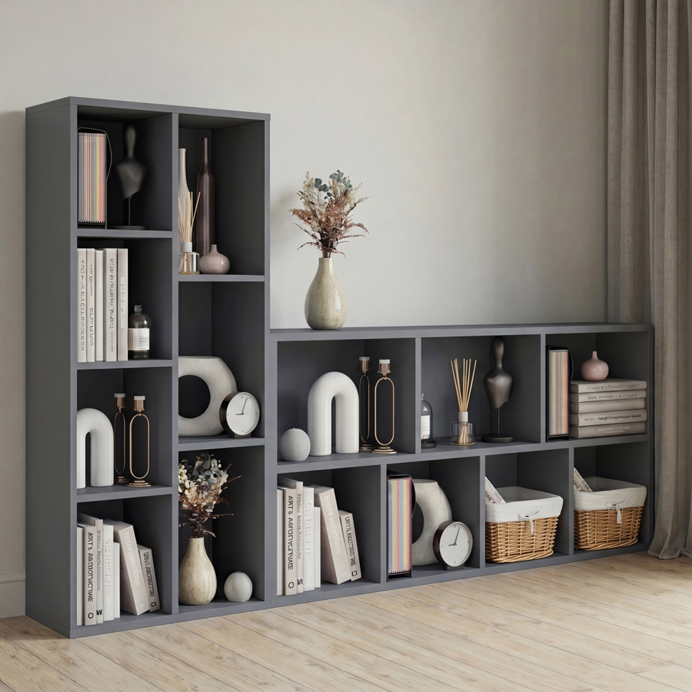 VIDA DESIGNS 7 Shelf Grey Cube Storage Unit Image 4