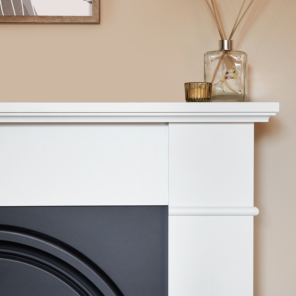 Adam Chesterfield White and Charcoal Grey Electric Fireplace Suite 44 inch Image 6