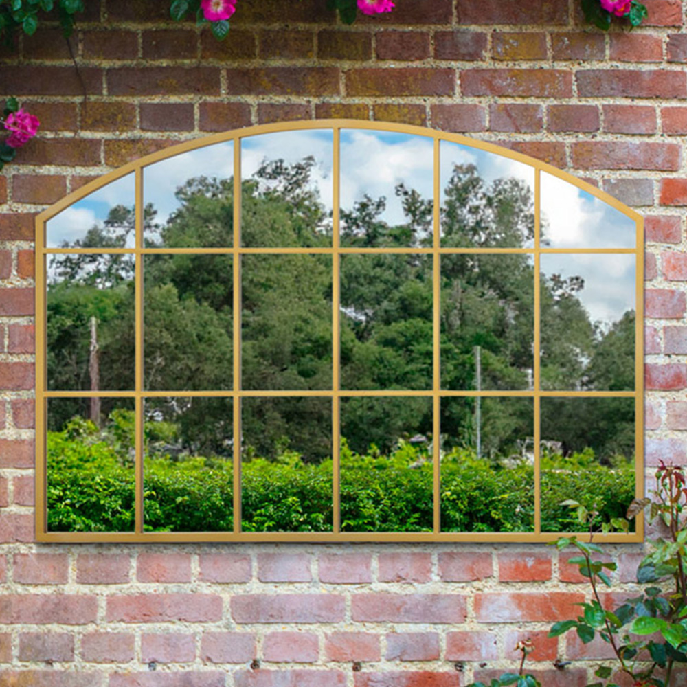 MirrorOutlet The Arcus Gold Framed Arched Garden Wall Mirror 110 x 75cm Image 2