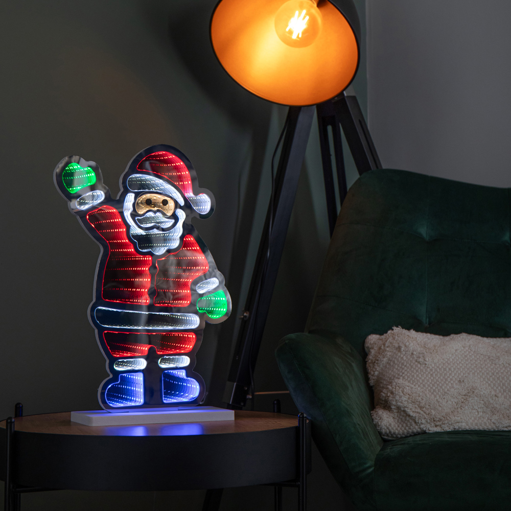 Samuel Alexander Multicolour LED Light Up Waving Santa Infinity Christmas Decoration 40cm Image 3